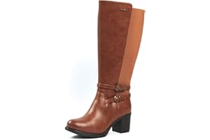 GABYLOU - Modele Marta - Bottes à talon confort mollets larges Femmes 2 XL - 2 Semelles dont 1 Amovible - Talon Bloc, 7 CM - Fermeture Zipper YKK - Style Automnal Hivernal pour mollets larges
