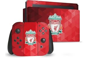 Head Case Designs Officially Licensed Liverpool Football Club Crest Red Geometric Art Matte Vinyl Sticker Gaming Skin Cover Compatible With Nintendo Switch Console & Dock & Joy-Con Controller Bundle