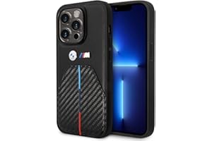 CG MOBILE Custodia BMW BMHCP15L22NSTB per iPhone 15 Pro 6.1" Striscia tricolore nera stampata