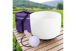 ENERGYSOUND Crystal Quartz Bowl 432 Hz F Heart Chakra Quartz Crystal Singing Bowl 8 inch (20 cm)+ Case bag