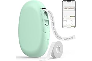 ‎SUPVAN SUPVAN E10 Drukarka Etykiet Z Wodoodpornymi Samoprzylepnymi Etykietami Ciągłymi, Inteligentna Aplikacja, Ponad 40 Czcionek, Ponad 150 Wzorów I Ponad 700 Ikon, Do Domu, Kuchni, Szkoły, Biura, Zielony