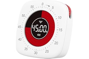 AUYKOO Minuteur Visuel Timer Enfant Pomodoro Timer TDAH Outil Countdown Numérique Silencieux Rechargeable avec éclairage LED pour La Cuisine, Etude, Apprentissage, Bureau, Salle de Classe