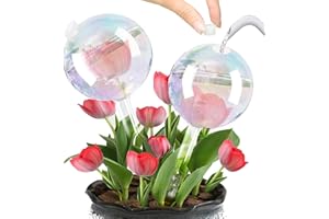 E-feilai Glas Gießkugeln, Automatische Bewässerungskugel Bunt, Wasserspender Pflanzen, Wasserstandsanzeiger，Selbstbewässernde Glühbirne, Glasbewässerungsstab (2 Stuck)