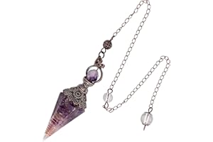 Lovionus89 Pendolo di cristallo curativo per la saliva del bianco; Wicca desiderio in resina spirituale, ciondolo a forma di punto, ametista