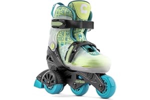 Cariboo Step One Wrotki dla dzieci, Wrotki do nauki jazdy, Regulowane, Wrotki dla dziewczynek, chłopców, Boczne kółka asekuracyjne, Regulowany rozmiar