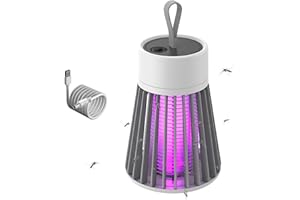 BSEICAL Lampade Antizanzare Elettrica Ricaricabile,Zanzare Elettrica Insetticida Con Luce Led Lampada,Per Casa Giardino Interno Esterno Cucina Soggiorno,Insetti Zanzare,Mosca, Falene (Ricarica USB, Grigio)