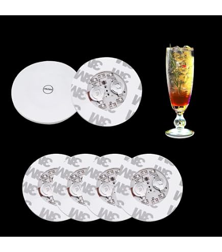 Luci Sottobicchieri Feste Adesivi LED Per Bottiglie 12 Pezzi - Luci Colorate E Bianche, Con Batterie, Per Feste E Bar Braccialetti Luminosi Fluorescenti - 10