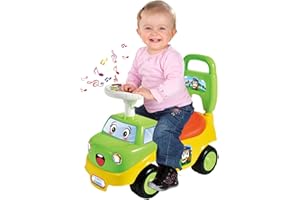 Balakaka 2 in 1 Ride-on and Walker with Sounds, Toddler Walker Learning Toy with Under Seat Storage & Steering Wheel, First Baby Walker Ride-on Car for 36 Months Toddlers, Yellow