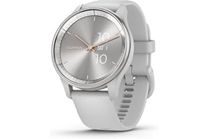 Garmin vívomove Trend - Montre connectée Hybride – Silver avec Bracelet Gris Clair