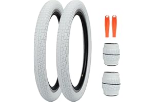 ZUKKA Lot de 2 pneus de vélo pliables pour enfant 20 x 2,125 et 2 chambres à air de 20" AV48 mm compatibles avec pneus de vélo et chambre à air 20 x 2,125