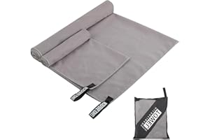 Windfromort Zestaw 2 ręczników sportowych – ręcznik sportowy z mikrofibry – lekki i szybkoschnący ręcznik podróżny – miękki ręcznik do fitnessu, na kemping, plażę i do aktywności na świeżym powietrzu