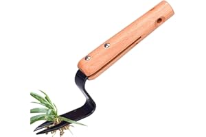 LANFLY Manual Weeder Wood Handle Garden Tools Deep Root Weeder Dandelions Remove Tool V-Shape Weed Puller Digger Fast and Labor-Saving Weeding Tools for Garden Digging Transplanting Weeding Grass