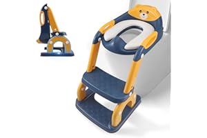 NASTOPEE Reducteur Toilette Enfant, Siège de Toilette pour Enfants Garçons et Filles, 2 en 1 Rehausseur Toilette Enfant, Réglable en Hauteur et Portable, Tabouret d'escalier