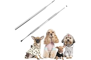 Symphonyw Removedor de cálculo para perro, 2 herramientas orales de acero inoxidable, kit de higiene dental para mascotas