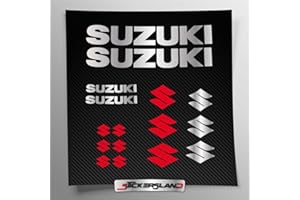 Kit adesivi compatibile con Suzuki serbatoio e casco moto | Adesivo Prespaziato FACILE APPLICAZIONE | scritte loghi | Stickersland® (Argento Lucido Metallizzato)