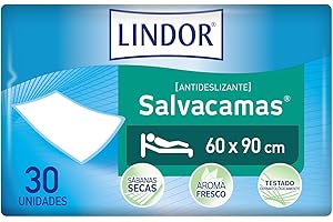 LINDOR, Empapadores de Cama 60x90, Salvacamas para Adultos, Protector de Camas, Sillas y Sillones, Desechables, Alta Absorción y Fragancia a Jazmín, 30 Unidades
