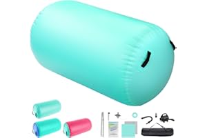KIKILIVE Inflatable Air Barrel Roller with 600W Electric Air Pump | Exercise Mat, Yoga Roller, Tumbling Mat for Gymnastics, Fitness, Balance Training | Includes Carry Bag