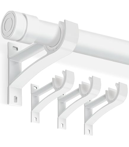 BelleVive Lot de 4 supports de tringle à rideaux sans perçage - Support de tringle à rideaux auto-adhésif pour salle de bain, chambre à coucher BelleVive Lot de 4 supports de tringle à rideaux sans perçage - Support de tringle à rideaux auto-adhésif pour salle de bain, chambre à coucher