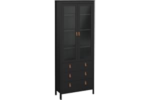 Furniture To Go | Barcelona China cabinet 2 doors w/glass + 3 drawers in Matt Black