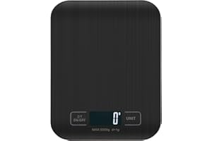 Torchtree Kitchen Scales, 11lb Food Scale with Batteries, 5 Units with Tare Function, Touch Button, Backlit LCD, Black-5kg