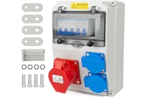 WDKXCN Distribuidor de Corriente 16A, Distribuidor de Corriente para Obras con Interruptor Ls, Tomas 2x230V y 1xCEE 16A con Cable, Tablero Eléctrico para Exteriores, IP44