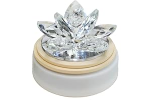 DLM BOMBONIERE DLM-A258 Bomboniere carillon con scatola regalo fiore in cristallo brillante con diamante strass per battesimo bimbo bimba Comunione Cresima Compleanno cm 9,5x9,5x8