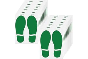YIKIADA Verdes Pegatinas de Suelo con Estampado de Huellas de Zapatos, 8 x 18 cm, Vinilo Autoadhesivo, Marcas de Suelo, Impresión, Impermeable, 20 hojas