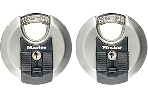 Master Lock M40EURT Lot de 2 Cadenas disque d’extérieur à clé/anti rouille 70 mm