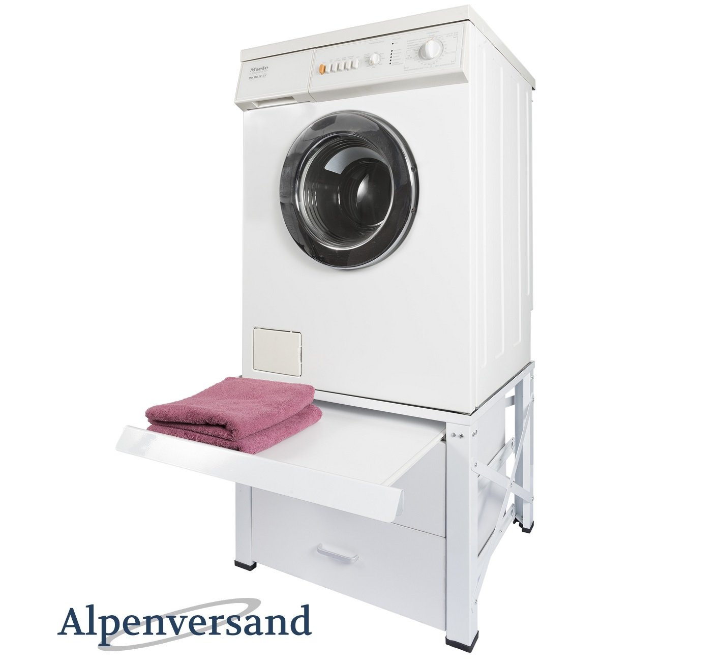 Untergestell-fr-Waschmaschine-Extra-Hoch-mit-2-Schubladen-und-Ausziehplatte-Unterschrank-Trockner-Sockel-Podest-60601100