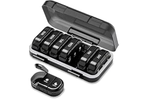 ‎ONTERATE ONTERATE Tygodniowy Organizer na Tabletki 3 Razy Dziennie, Przenośne Pudełko na Leki na 7 Dni, Wodoodporne Etui na Tabletki, 21 Przegródek, Podróżny Pudełko na Leki z Witaminami (Czarny)