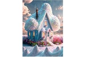 OIJOIYOI 5D DIY Diamond Art Painting Kits Full Drill for Adults and Kids, Crafts Pictures by Embroidery Cross Stitch Crystal Canvas Diamond Art Painting Gift for Home Wall Decor - Couple House