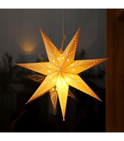Etoile Papier A Suspendre 75 Cm Avec Lumières, Etoile A