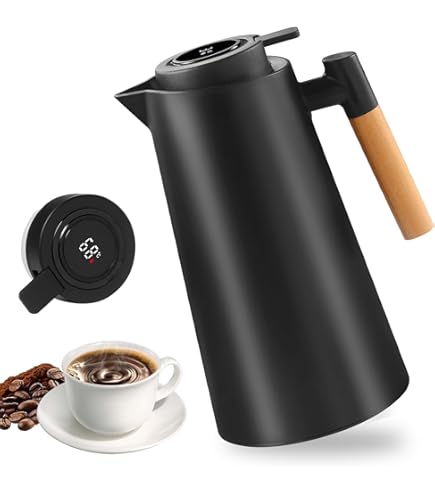 Thermoskan - Isoleerkan 1 liter - houtlook - Isoleerkannen - warmte tot