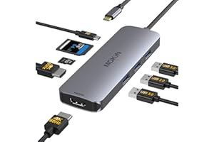MOKIN USB C Docking Station Dual Monitor 2 HDMI, Laptop USB C Hub Dual Monitor with 2 4K@60Hz HDMI, 3 USB 3.0, 100W PD, SD/TF, USB C Multiport Adapter for Dell, HP, Lenovo