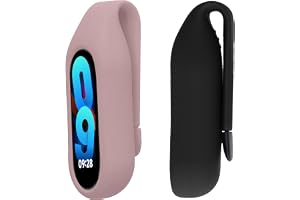 kwmobile 2 x klämhållare kompatibla med Xiaomi Mi Band 10/9/8 – utbyteset med klämma – svart/mörk ros