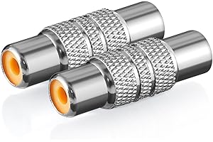 deleyCON 2X RCA Femelle - Adaptateur Audio Vidéo - RCA Femelle à RCA Femelle (2X Cinch Femelle) - Métal - Argent