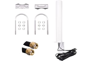 URCIANOW Antenne 4G LTE Externe 14dBi Antenne Blanche Omnidirectionnelle 698-2690 MHz SMA Plug Amplification Externe Dell Antenne Mobile pour Hotspot Routeur LTE Câble Dell Antenne LTE (Câble SMA 5M)