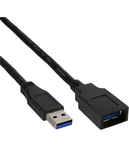 InLine USB 2.0 Flachkabel Verlängerung – 0,5m, A-Stecker Auf A-Buchse, Schwarz Mit Goldenen Kontakten