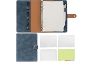 Skycase Carpeta de anillas A5, A5, cuaderno, carpeta portafolio, 6 agujeros, hojas sueltas, piel sintética, planificador de anillas, carpeta de anillas DIN A5, diario con papel de relleno, bolsillos y