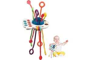 BAYUYI Jouets Montessori pour Bébés 6 12 18 Mois, Jouet d'activité en Silicone à Cordons, Jouets de développement précoce pour bébés pour Les compétences motrices Fines, Cadeau pour 18 Mois et Plus