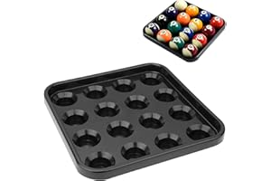 FOLANDA Pool Ball Tray, Billiard Ball Holder Tray, Billiards Standard Pool Ball Tray for 16 Balls, 2-1/4", Black Plastic Pool Ball Carrying Tray for Full Set Regulation Size Billiard Balls Pool Accessory