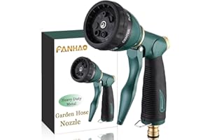 FANHAO Garden Hose Spray Gun with 7 Patterns, 100% Heavy Duty Metal Hose Pipe Spray Gun Zinc Alloy High Pressure Hose Gun for Plant Watering, Car and Pet Washing, Sidewalk Cleaning
