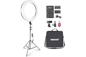 Neewer LED Luce ad Anello 20”44W Bicolore Dimmerabile con Stativo di Luce 2M Pro Testa a Bolla Supporto di Cellulare Batteria a Litio Caricabatteria USB per Ritratto Fotografia Video Trucco Selfie