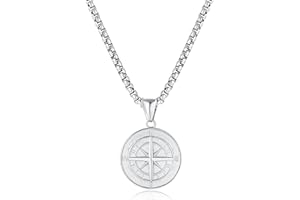 L.KARDEN Halskette Herren/Frauen, 316l Edelstahl, Kette Herren Halskette mit Kompass-AnhäNger Halskette Plattierten Herren Schmuck Geburtstag Jahrestag Valentinstag Geschenke für Vater Ehemann Freunde