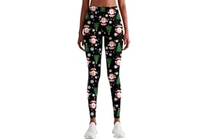 Loveternal Women Leggings Xmas Christmas Funny 3D Print High Waisted Tights Fitness Workout Running Stretchy Soft Yoga Skinny Pants for Casual Cosplay Party S-XL