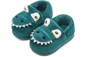 DRECAGE Zapatillas de Felpa Dinosaurio de Dibujos Animados para niños y niñas Invierno Otoño Casa cálida Zapatos Interiores para niños pequeños Zapatos de algodón