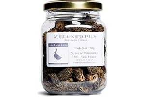 Morilles Conica Séchées - Qualité Irréprochable - Champignons Déshydratées Bocal Hermétique - Pour les Plats Terrines et Sauces (50)