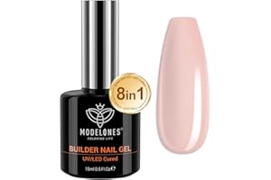 modelones Builder Gel, Gel Construction Ongle UV,Gel pose Americaine, Gummy Base Pose Americaine, Colle Faux Ongles, Rubber base Pose Americaine,Allonge Et Répare Nail Manucure 15ML