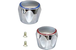 HPLIVE 2PCS Replacement HOT & Cold TAP TOP Head Covers Chrome Plated for Replacing Worn-Out Taps for Bathroom Kitchen Taps