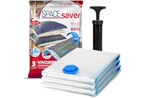 Spacesaver 80% Mehr Stauraum, Handpumpe für unterwegs, Doppelreißverschluss, Turbo-Ventil mit (Grandi 3 Pezzi)